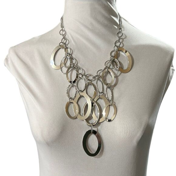 Silver Bubble Oval Cascade Necklace and Earring Set - Picture 2 of 14